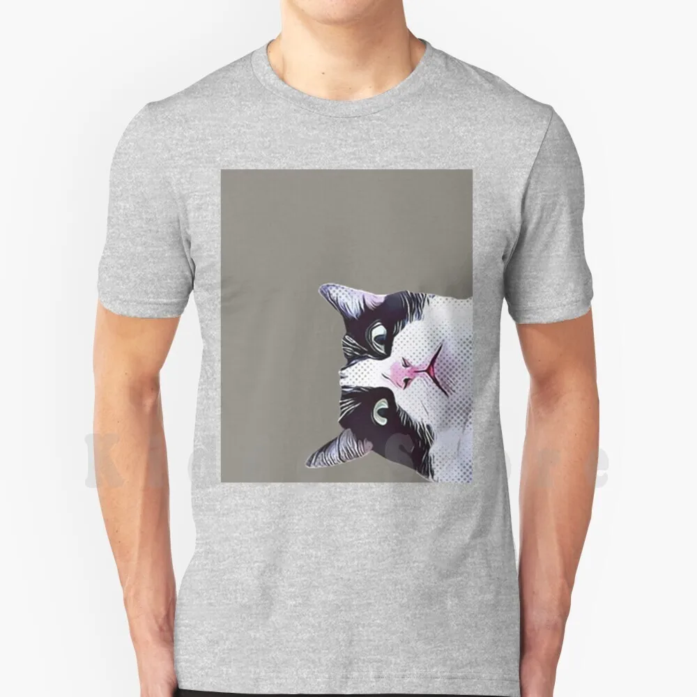 

Peeking Suspicious Cat T Shirt Diy Big Size 100% Cotton Cats Cat Peeking Cat Suspicious Cat Suspicious Judgemental Surprised