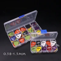 electricacoustic guitar picks plectrums with plastic holder case box colorful abs folk pop guitar picks thickness 0 58 1 5mm