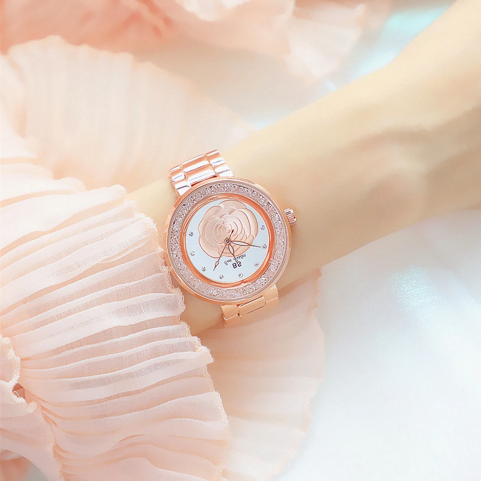 

Bs Bee Sister Watch Women 2020 Unique Quartz Rose Gold Female Watches Diamond Golden Ladies Wristwatches Relogio Feminino2021