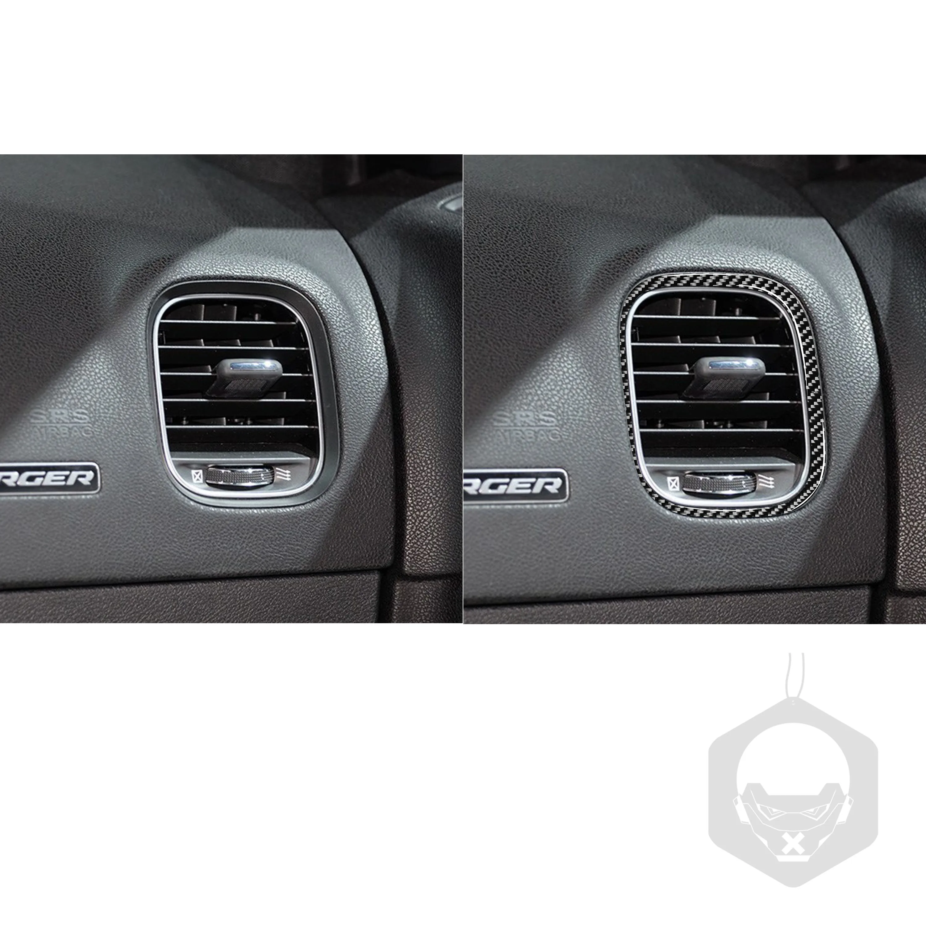 

Left Drive Car Accessories Car Interior Decoration Carbon Fiber Stickers For 2015-up Deluxe Dodge Charger Co-pilot Air Outlet