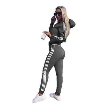 grey Women Set Top and Pants Women's Wear New Sports Suit 2piece - Цвет: grey