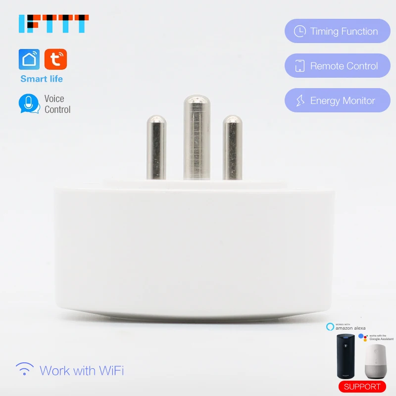 Wifi смарт Индия Южноафриканская вилка монитор питания 10A умная розетка Голосовое