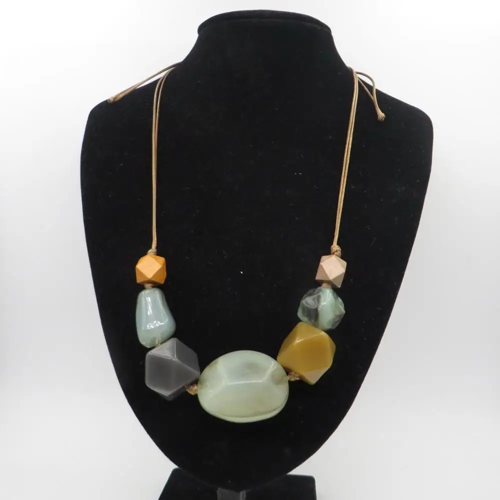 Ожерелье на длинной цепи смолы деревянная подвеска ожерелье для женщин