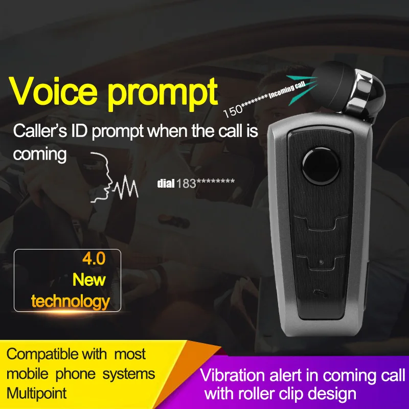 Беспроводная bluetooth гарнитура Lavalier Тип Телескопическая с вибрацией голосовым