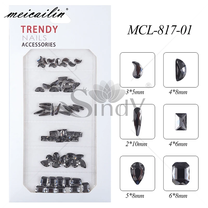 MCL-817-01 60 шт смешанный стиль Стразы для ногтей дизайн для украшения для ногтей Хрустальные стеклянные амулеты перегородки аксессуары для ногтей набор - Цвет: MCL-817-01