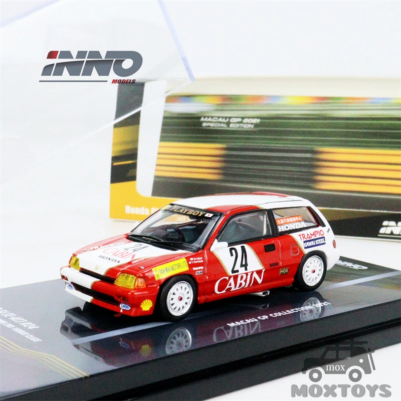 INNO 1:64 HONDA CIVIC Si E-AT #24 cabina Macau Guia Race 1988 2nd 1600cc Clase de coche fundido a presi&oacute;n-0
