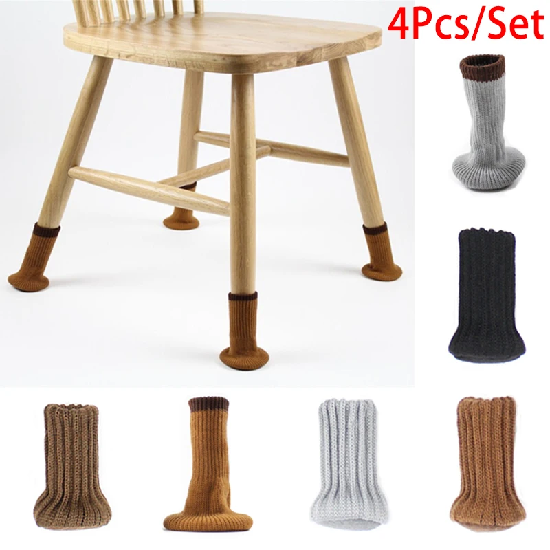 

4Pcs Knitted Chair Leg Socks Furniture Table Feet Leg Floor Protectors Cover Floor Protection Pads Home Decor