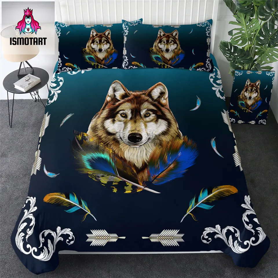 Королевский волк синий от Ismot Esha Комплект постельного белья с разноцветными