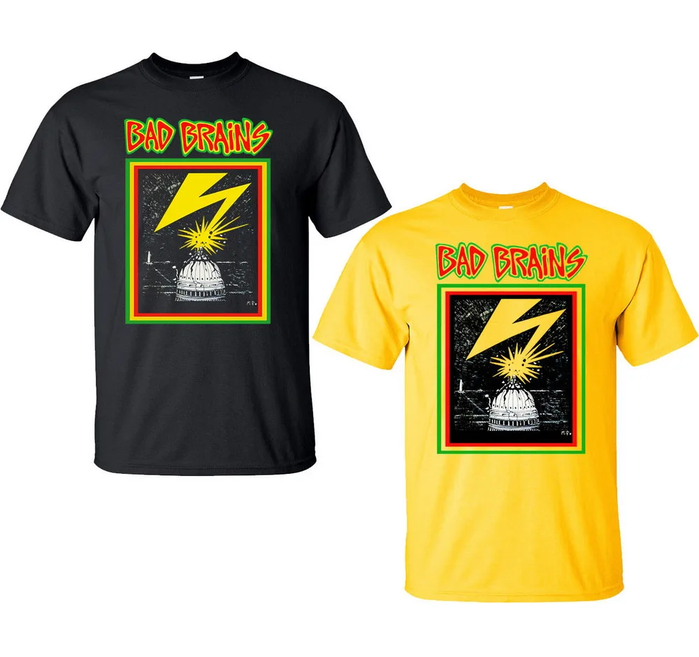 Мужские топы Bad Brains Capitol футболка желтого и черного цвета 100% хлопок размер s S 3XL