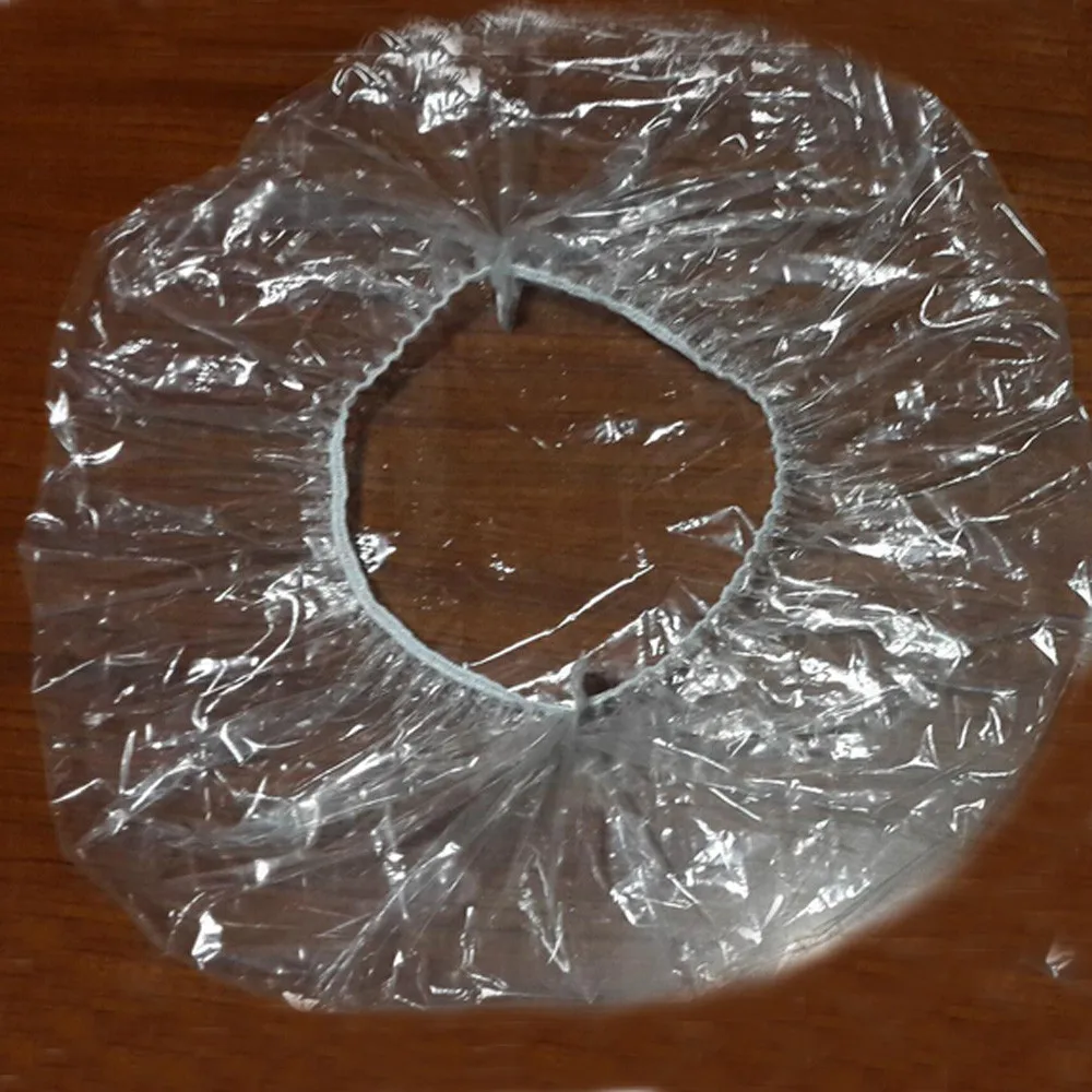 

100pcs Disposable Hat Hotel One-off Elastic Shower Bathing Cap Clear Hair Salon Bathroom Products QW