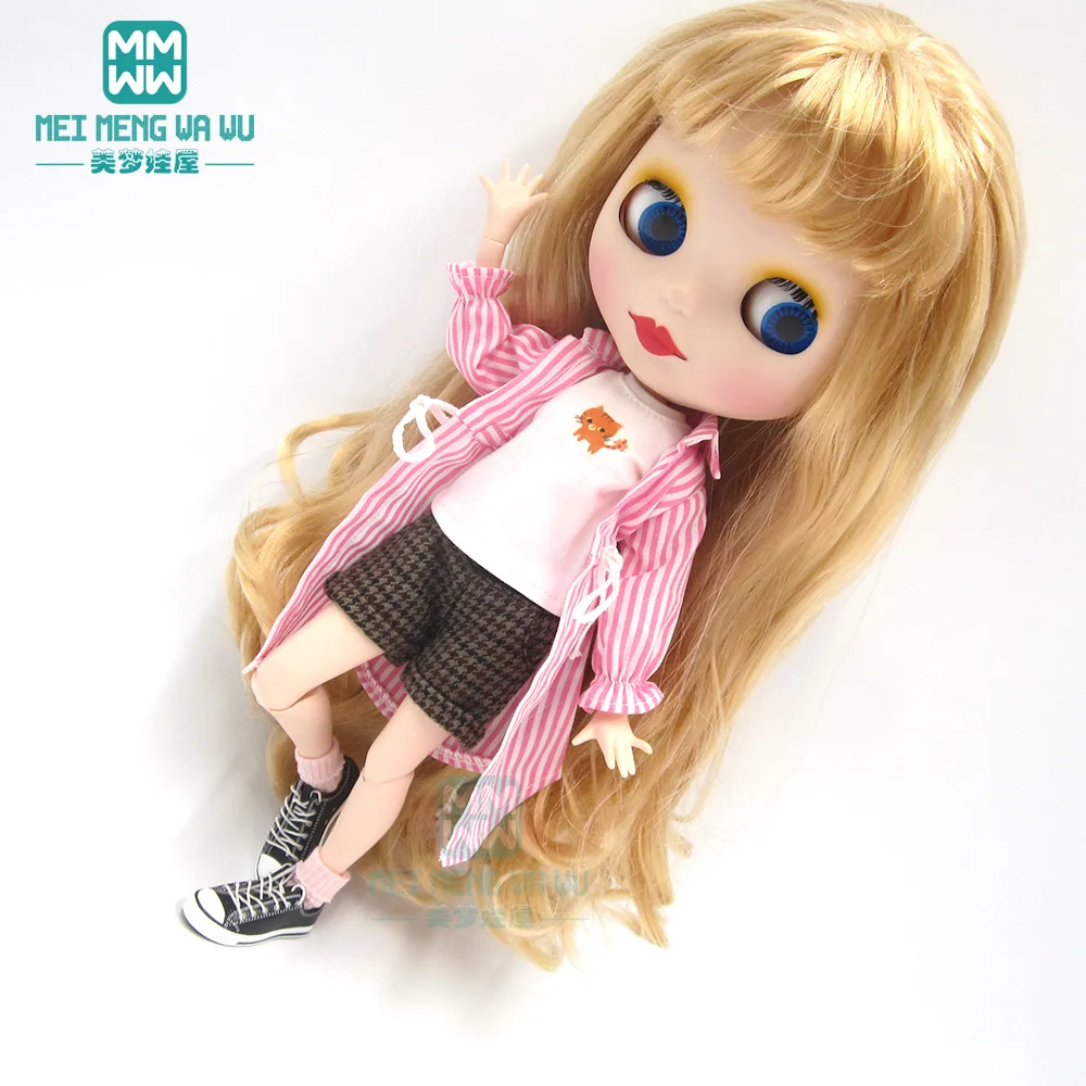 1 шт. одежда Blyth Doll Повседневная полосатая рубашка синий, розовый, черный для Blyth Azone1/6 Аксессуары для кукол