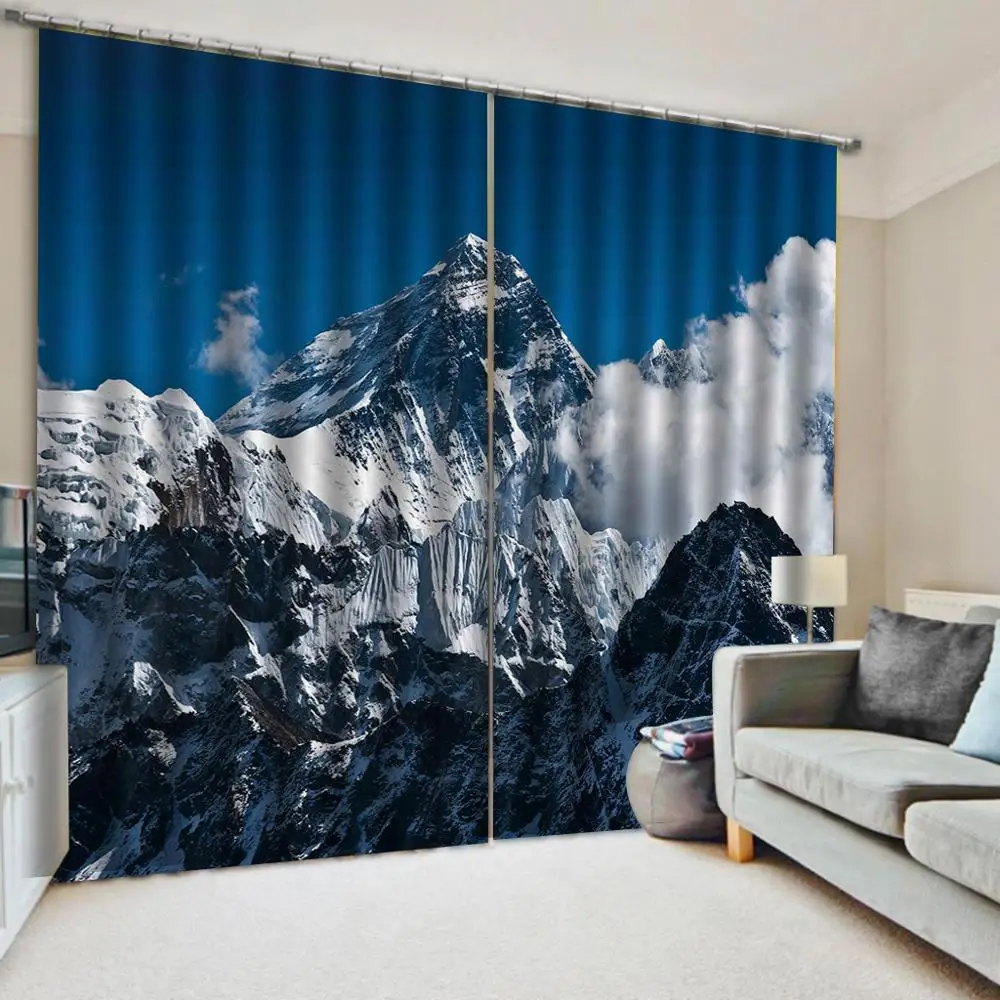 

Photo 3D Curtains for Living Room Window Snow mountain scenery Modern Home Decoration Blackout 3D Curtain stereoscopic lifelike