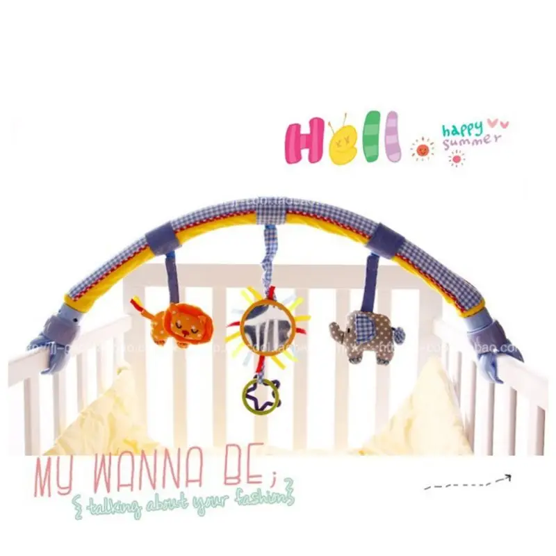 

Infant Baby Stroller/Crib Hanging Toys Lovely Soft Plush Arch Rattles Ring Bell Exercise baby's finger grasping capability