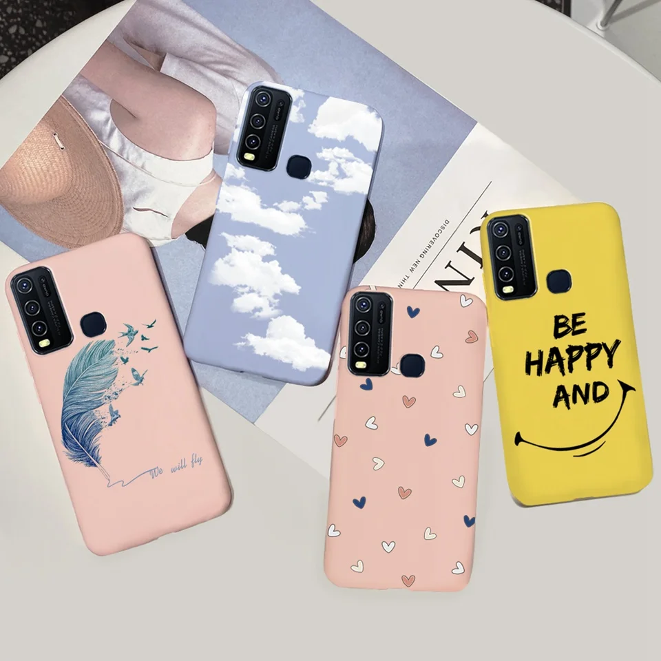 Мультяшный чехол для телефона Vivo Y50 Y30 задняя крышка 2021 Модный популярный жидкий