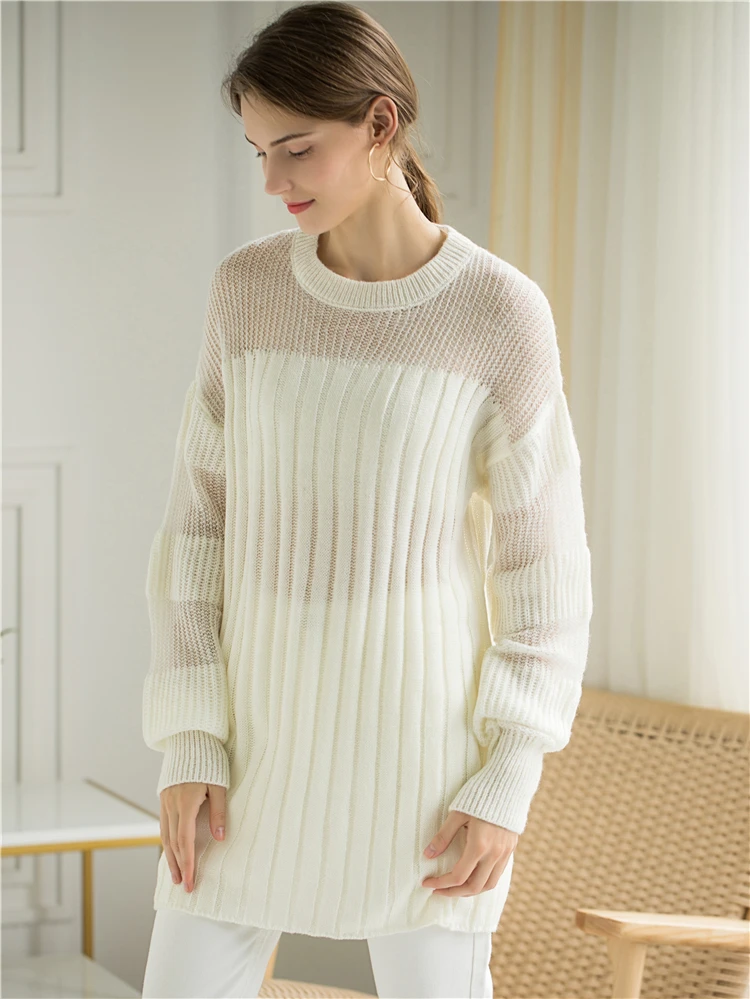 Colorfaith Women Sweater Dresses Pullover 2019 Autumn Winter Korean Style Fashionable patchwork Transparent Elegant Casual SW412 | Женская