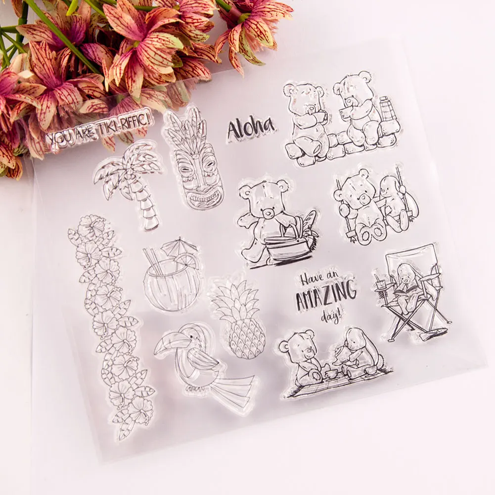 Медведь Банни попугай ананас резиновые прозрачные штампы Силиконовая печать для