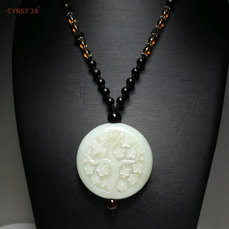 

CYNSFJA Real Rare Certified Natural Hetian White Jade Nephrite Rich and Honored Jade Hand Pieces Carving Master Work Best Gifts