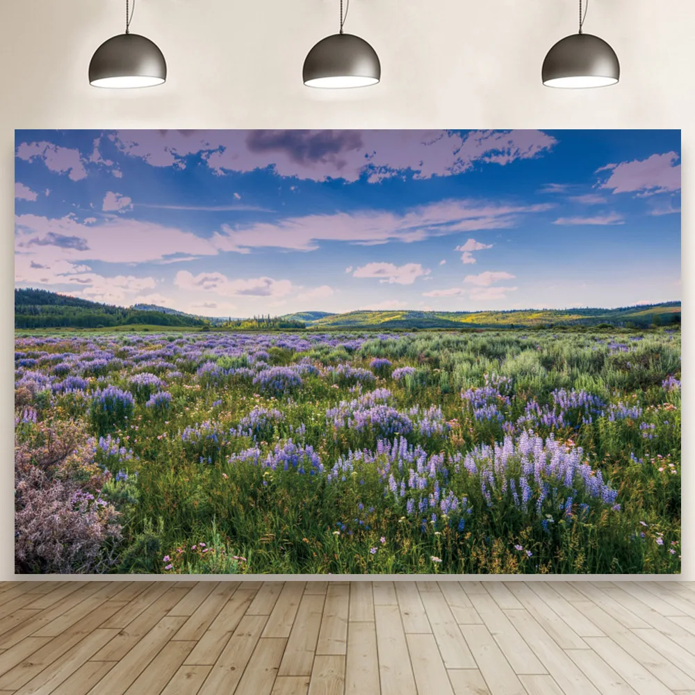 

Beautiful Purple Lavender Field At Sunset Portrait Photography Studio Supplies Backgrounds Backdrop Photo Banner Prop Home Decor