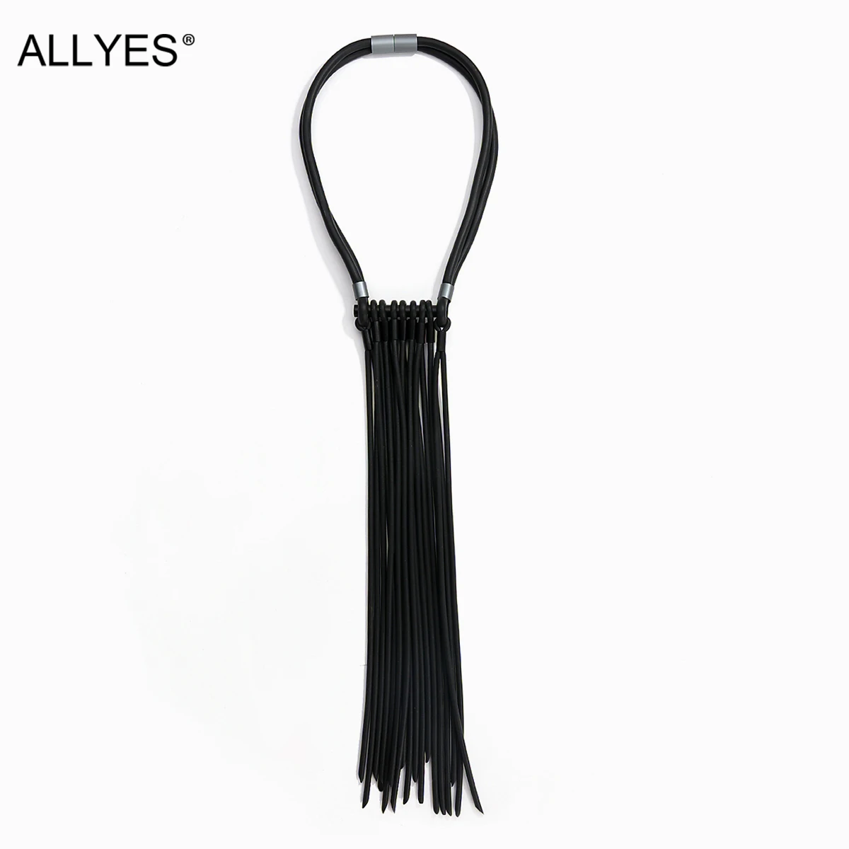 

ALLYES Boho Black Leather Tassels Collar Choker Necklaces for Women Fashion All-match Necklace Statement Jewelry Gifts