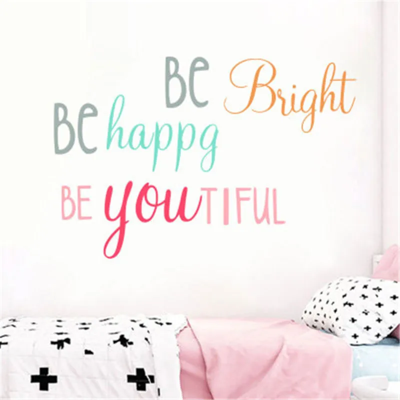 Be Bright Happy вдохновляющие цитаты стикер на стену для детской комнаты домашний Декор