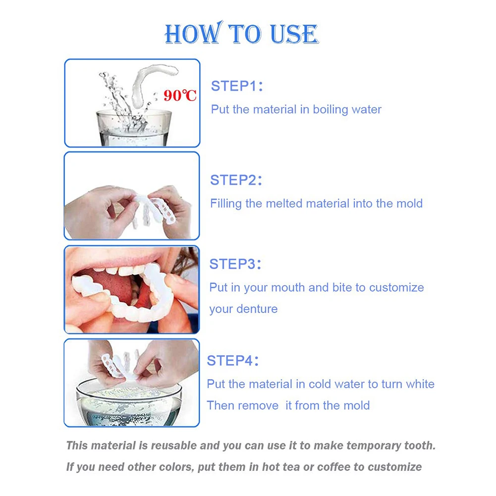 Зубы Perfect Smile Виниры Отбеливающие зубные протезы Временные накладные зубы Крышка