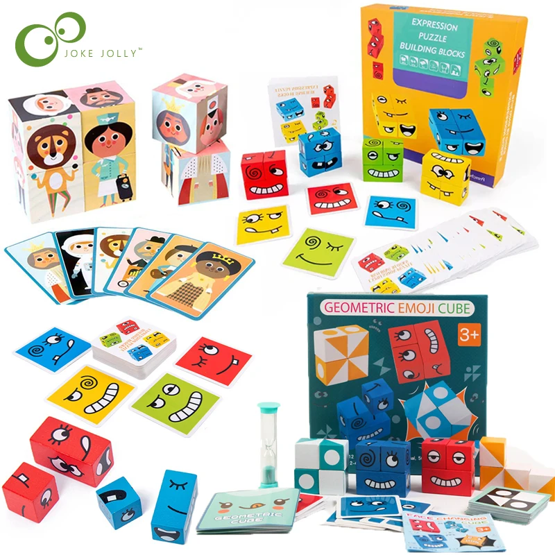 Детское деревянное выражение головоломка волшебный куб строительные блоки