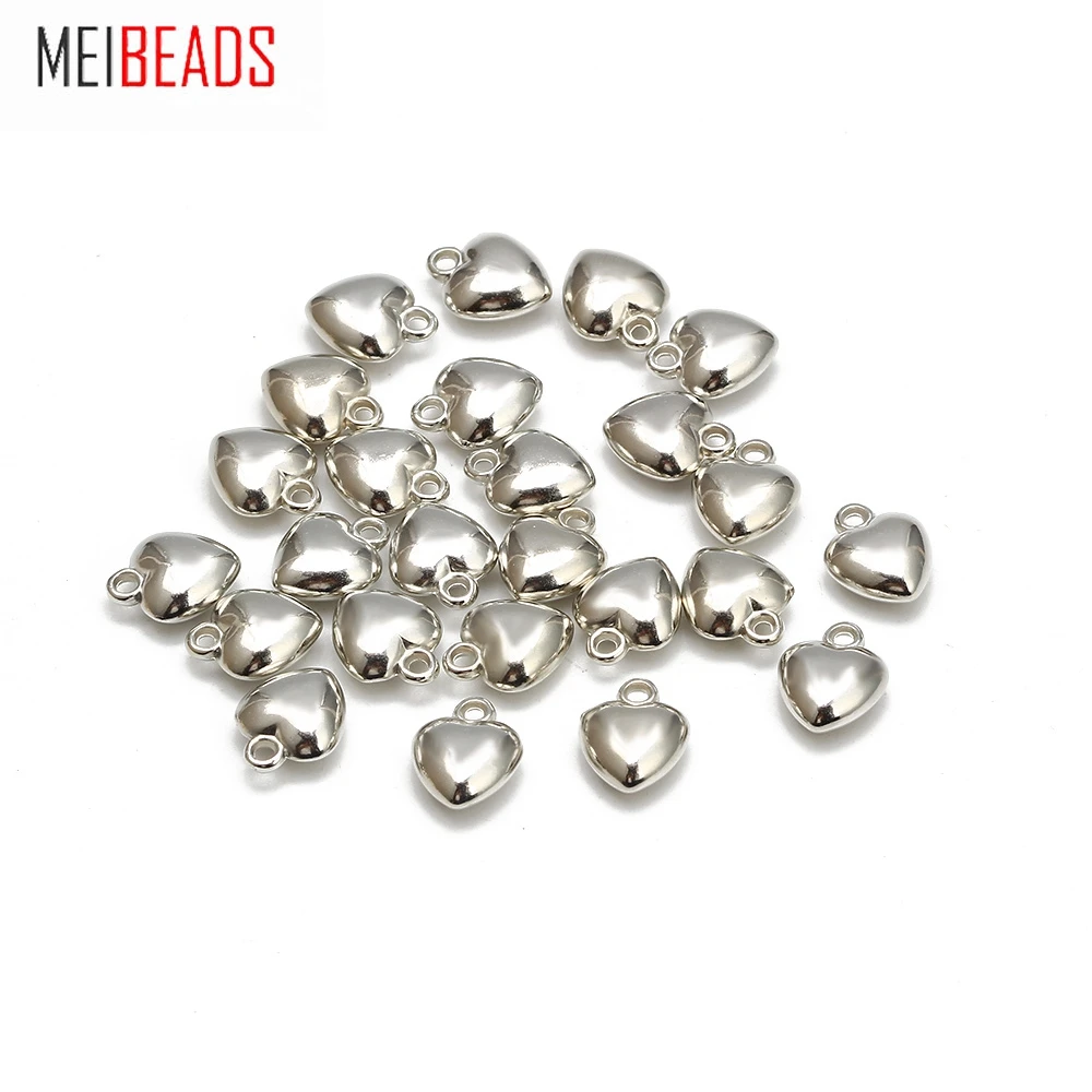 MEIBEADS 100 шт./лот 1 15*1 4 см пластиковые бусины с родиевым сердечком фурнитура для