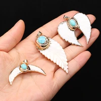 wholesale natural stone pendants gold plated blue turquoises for jewelry making diy tribal earring necklace gifts accessories