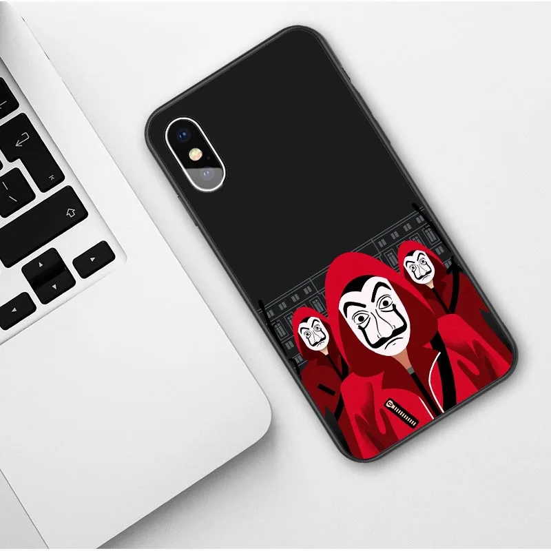 Чехлы La casa de papel для телефонов iPhone X 6 6S 7 8 Plus XR Xs Max 5 SE мягкий силиконовый черный