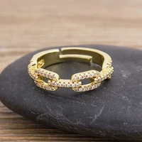 aibef fashion geometric gold rings crystal cz stone copper adjustable open charm rings women girls wedding jewelry accessories