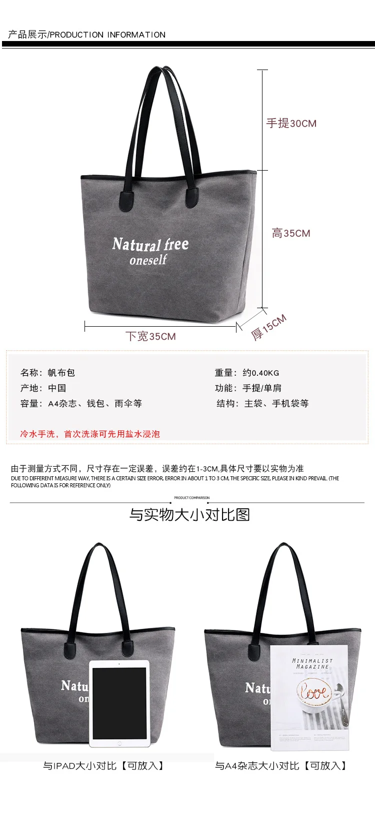 Large-capacity Ladies Bag Canvas Casual Female Shoulder Shopping Handbag | Багаж и сумки