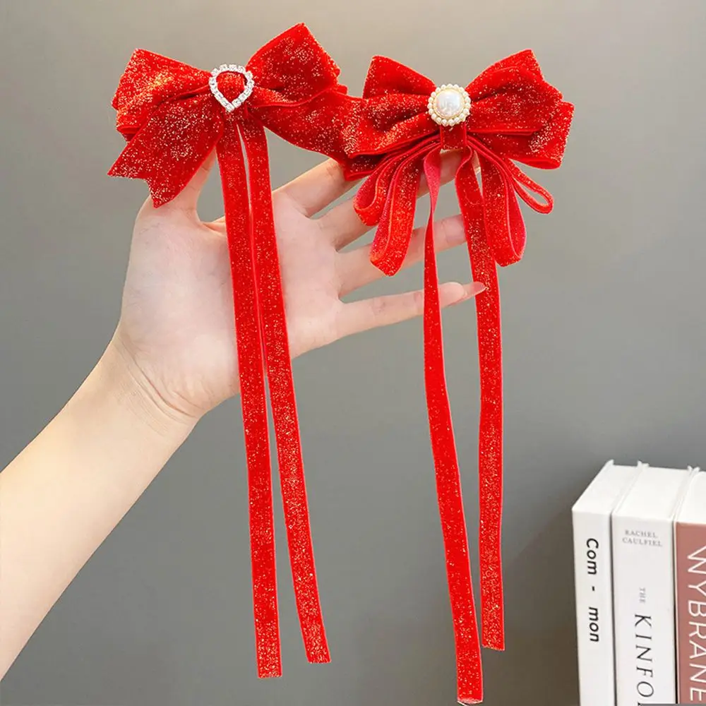 

Elegant Lolita Ribbon Hollow For Girls Big Bow Women Hair Clips Duckbill Side Clips Korean Red Barrettes BB Hairpins