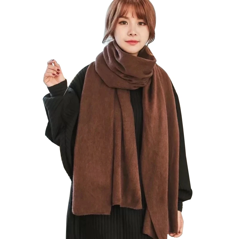 

Женский кашемировый шарф, однотонный зимний шарф из пашмины, 2019