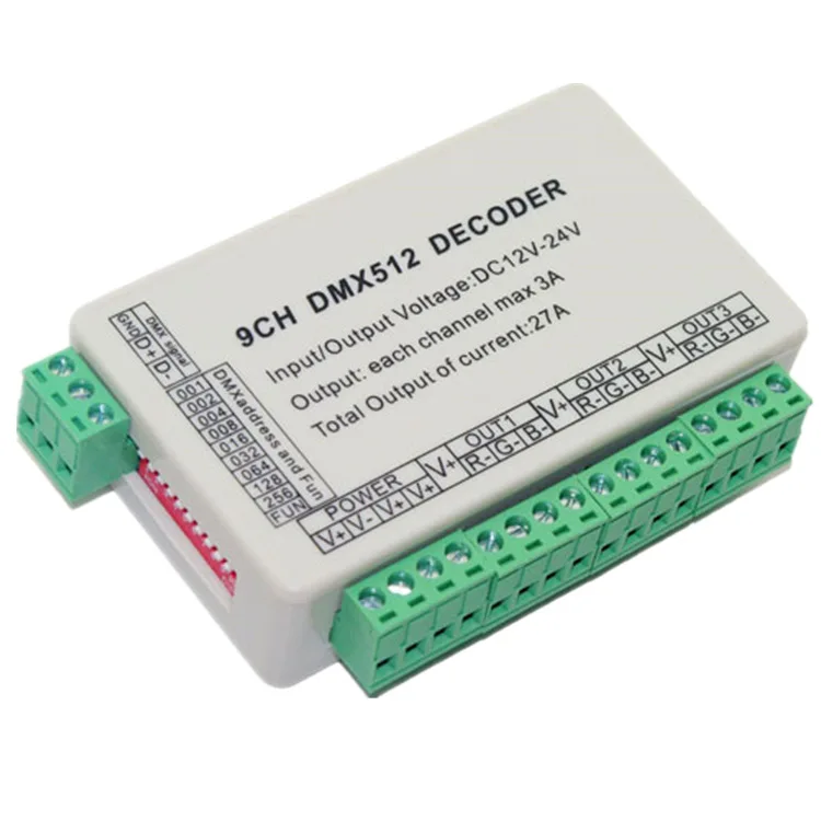 Светодиодный декодер 9 каналов dmx 512 9*3 А светодиодный светодиодный|Контролеры RGB| |