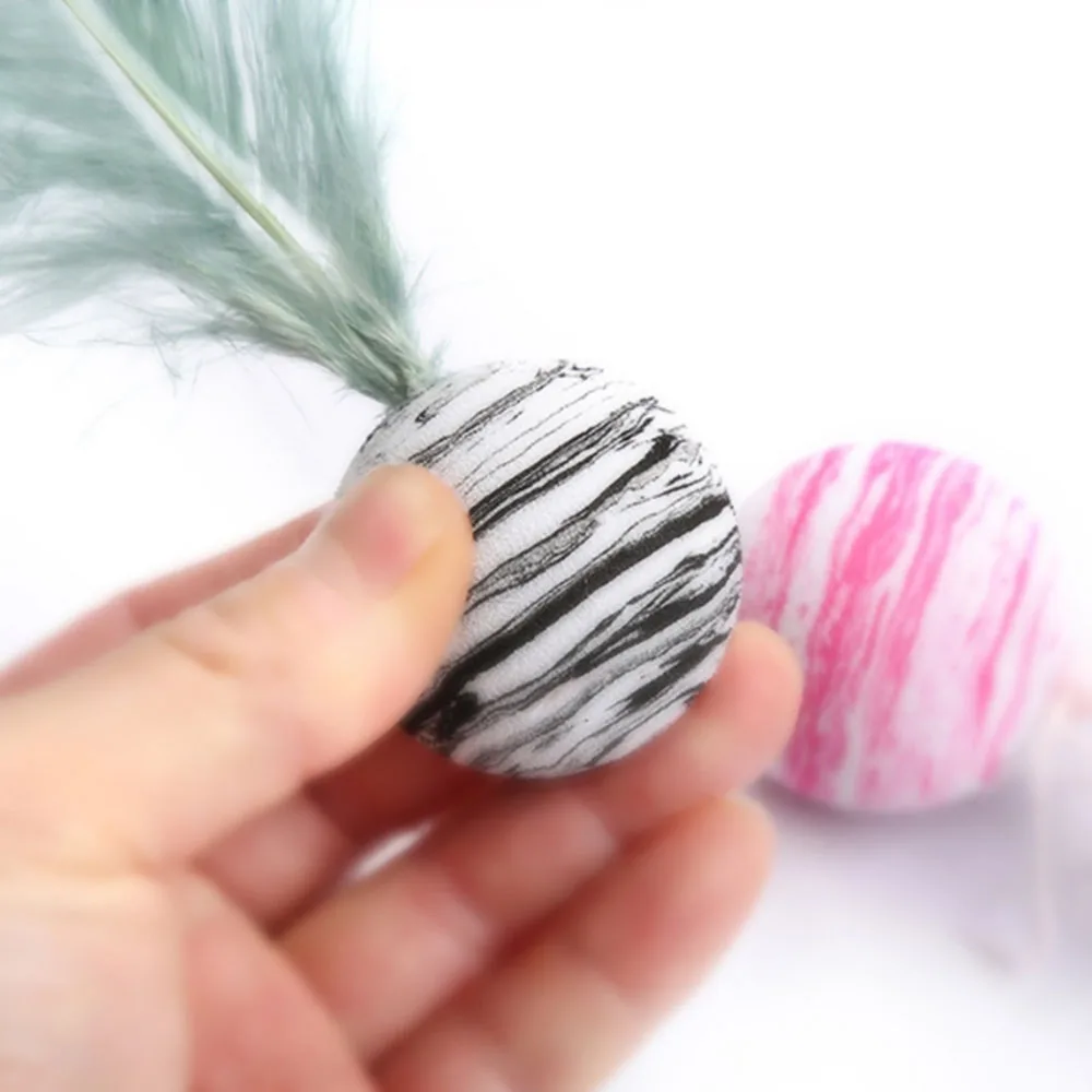 

EVA Material Light Weight Foam Ball Cat Toy Pet Products Starry Sky Ball Plus Feather Throwing Funny Interactive Plush Toy