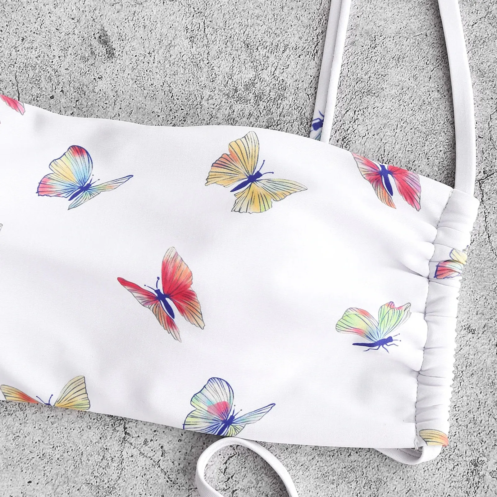 

New 2021 Butterfly Printed Knotted Bikini Female Swimsuit Women Swimwear Two-pieces Bikini set Bather Bathing Suit Swim Lady