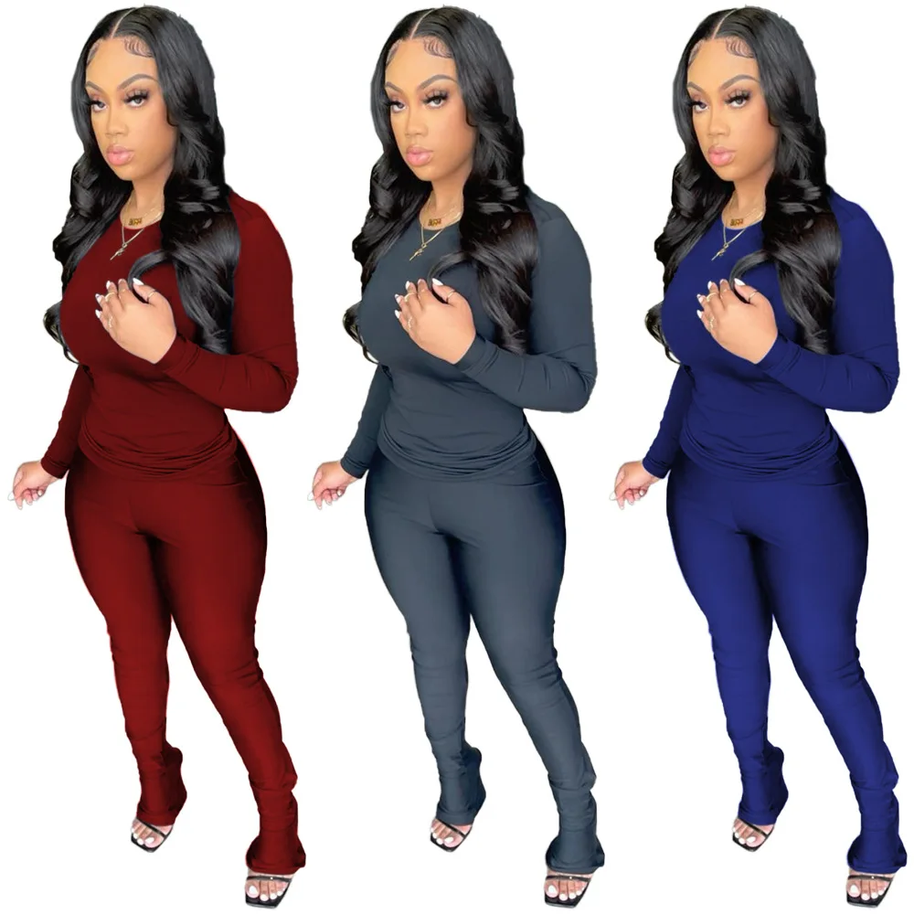 

New 2021, Sexy, Casual, Solid Color, Stitching, Mini-boyfriend, Casual Sports, Two-piece Suit Wrist O-Neck Elastic Waist