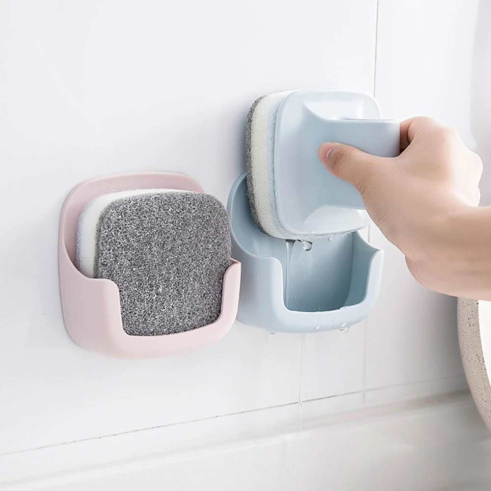 

Kitchen Plastic Wall-mounted Pot Brush with Handle Sponge Dishwashing Brush Cleaning Brush Set Scouring Pad