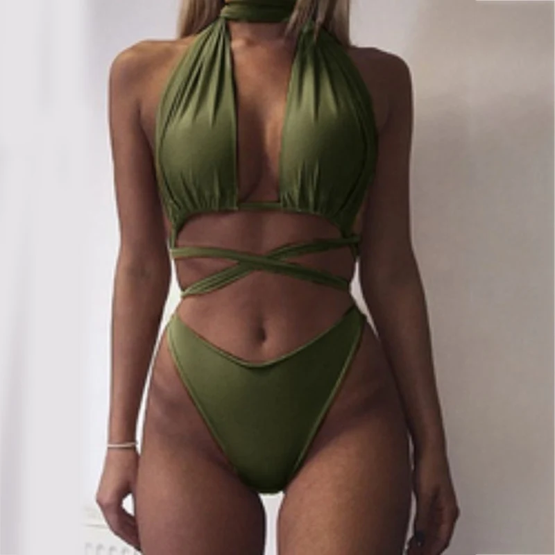 

Новое бикини Женская повязка купальник монокини полый вырез бикини пуш-ап Высокая талия Купальник Maillot De Bain Femme