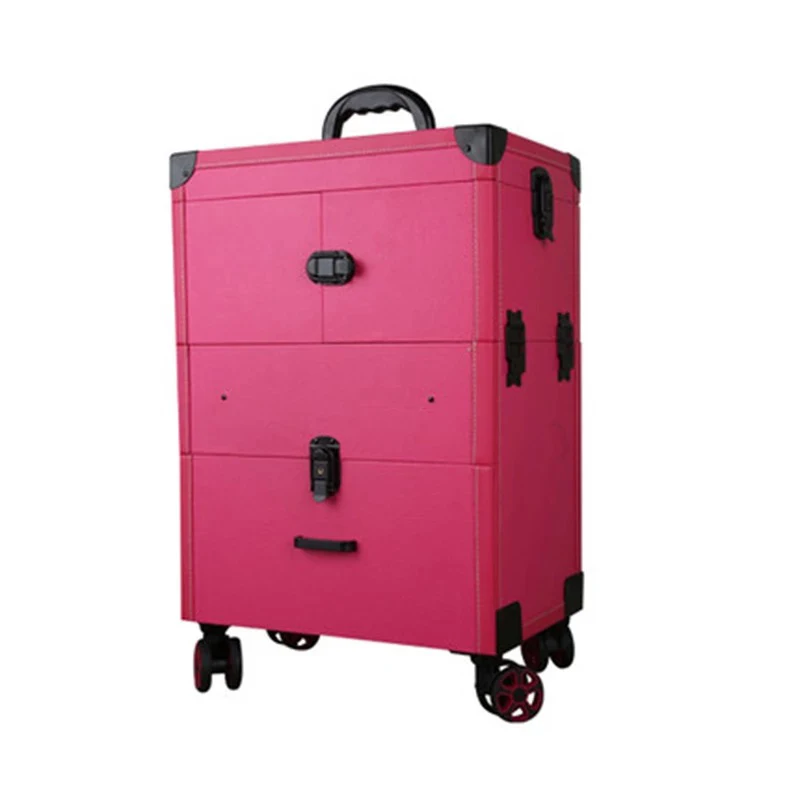 Multilayer Trolley Makeup Luggage Case Luxury Cosmetic Box Large Capacity Swivel Wheel Suitcae With Mirror Embroidery Toolbox | Багаж и