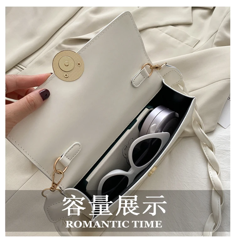 

Fashion PU Leather Women Small Square Underarm Bag Elegant Ladies Flap Shoulder Messenger Bags Simple Female Handbags Purses