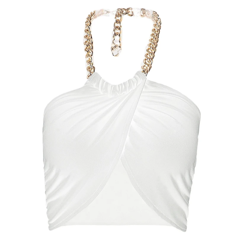 

Women Sexy Criss Cross Halter Crop Top Cutout Bandage Backless Floral Camis Vest