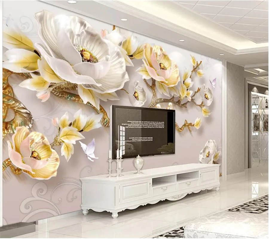 Обои на заказ современные минималистские тисненые 3D пионы новый фон для