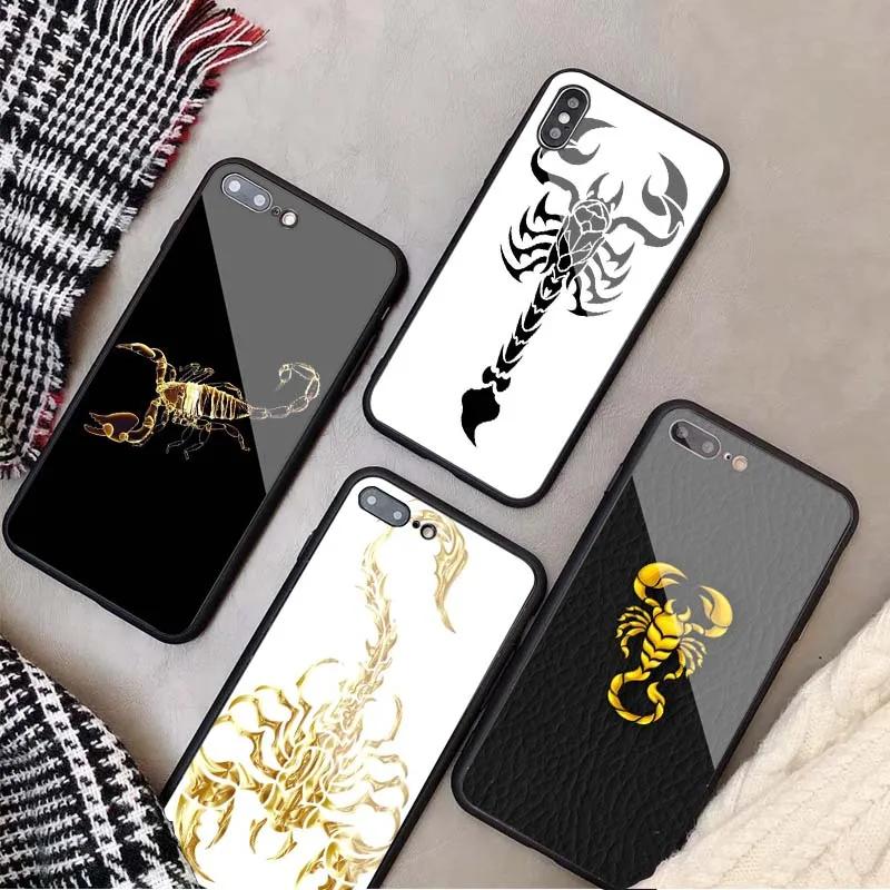 Чехол Скорпион из закаленного стекла для телефона iphone 13 12 11 Pro Max 5 6 7 8 X XS XR XSMax