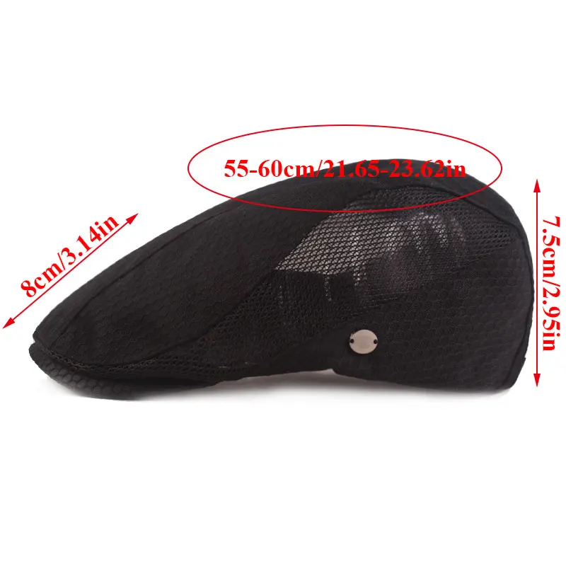 

Men's Peaked Mesh Cap Fashion Mesh Beret Solid Color Sunhat Summer Breathable Universal Hat Outdoor Golf Driving Sun Flat