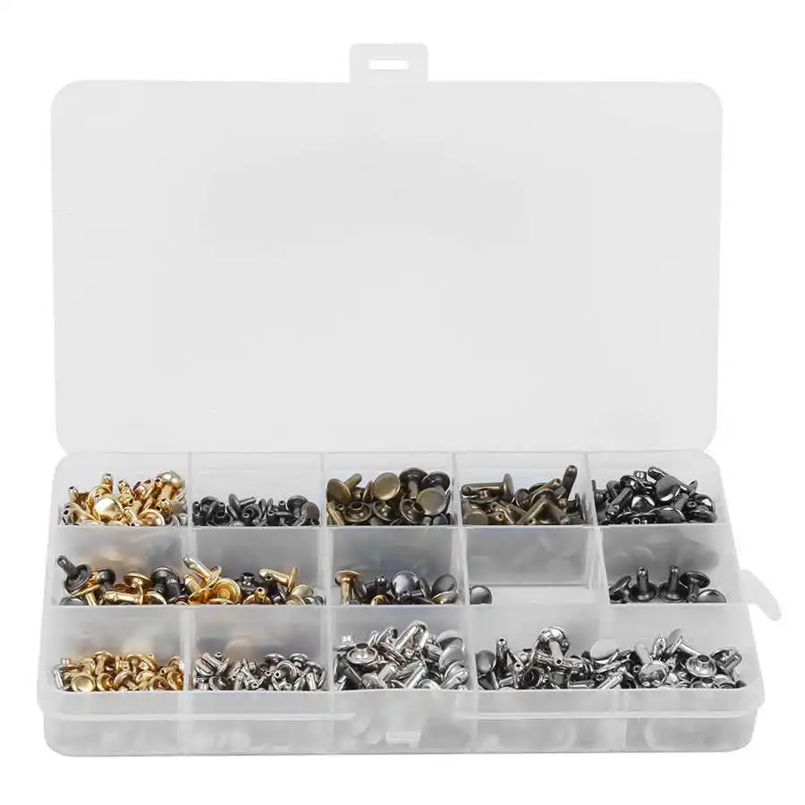 300 комплектов кожаные заклепки двойные шпильки с плоскогубцами для рукоделия