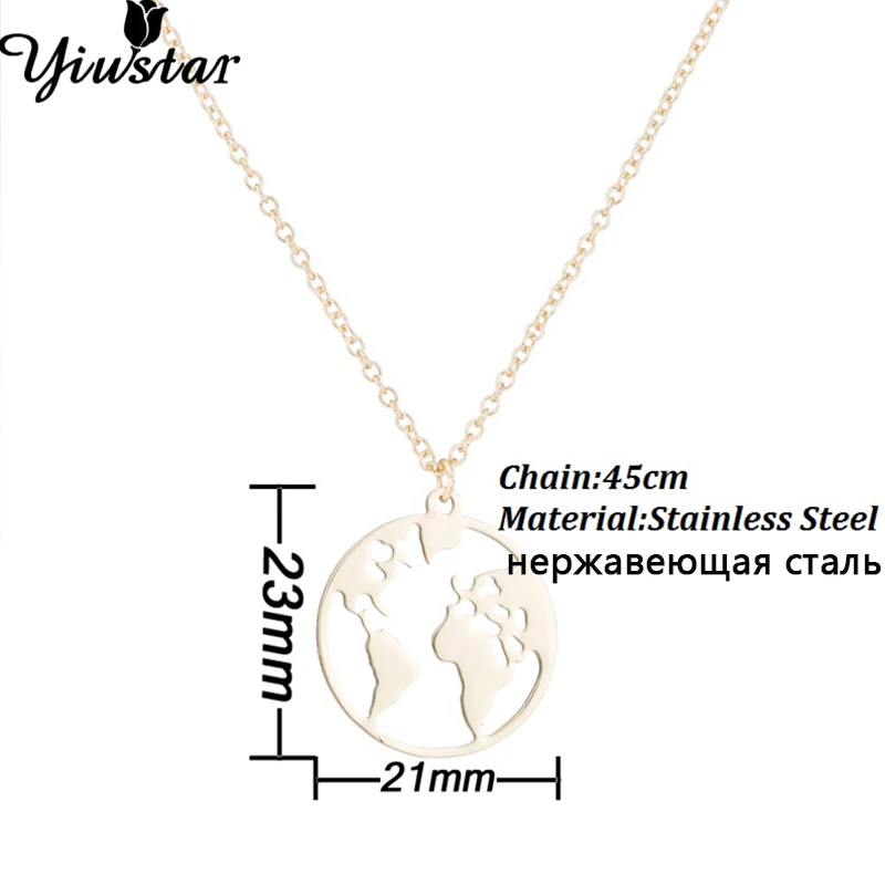 Ювелирные изделия Yiustar с картой круглое женское ожерелье милое из нержавеющей