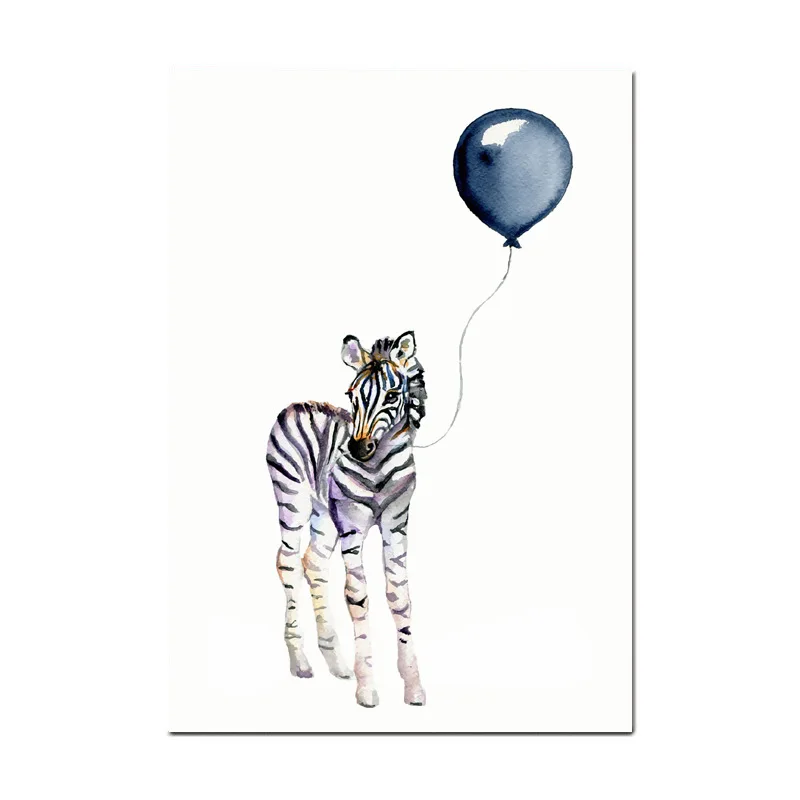 

Cartoon animal decorative painting Africa Elephant Zebra Giraffe Inkjet oil painting waterproof Room Decor Canvas Wall Art