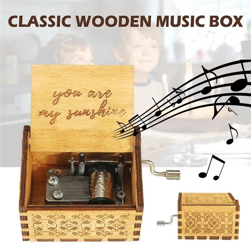 Нежная резная Маленькая деревянная музыкальная шкатулка в винтажном стиле