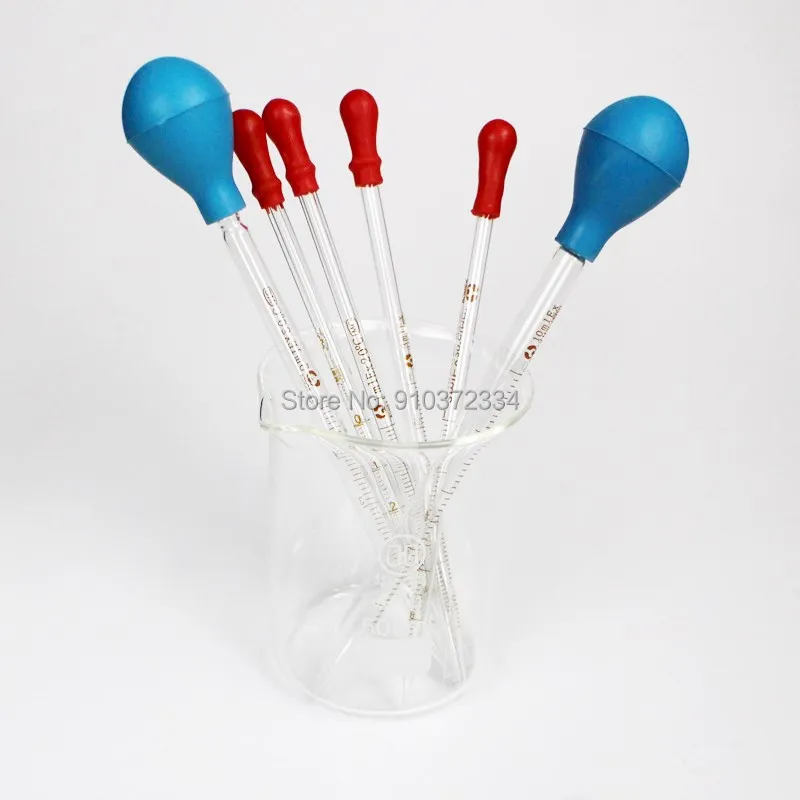 

0.5-10mL Glass Graduated Pipette Dropper Transfer Pipette with Rubber Head